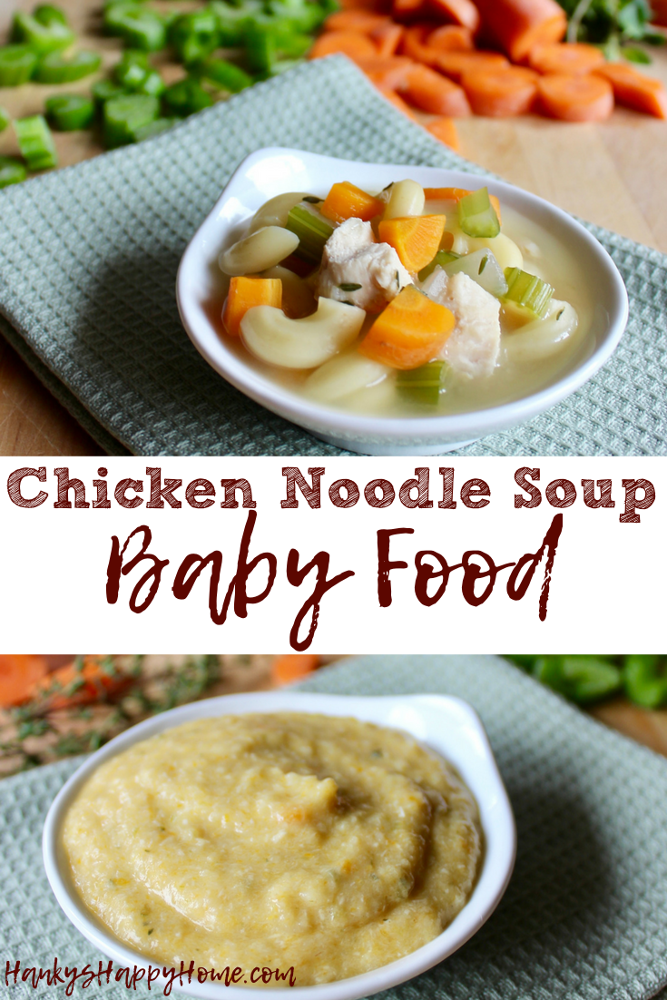 Homemade chicken noodle soup baby food makes a great finger food or puree!