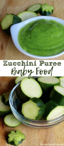 Looking for an easy puree for baby? Try this bright green zucchini puree with a mild flavor and thin consistency, perfect for introducing solids!