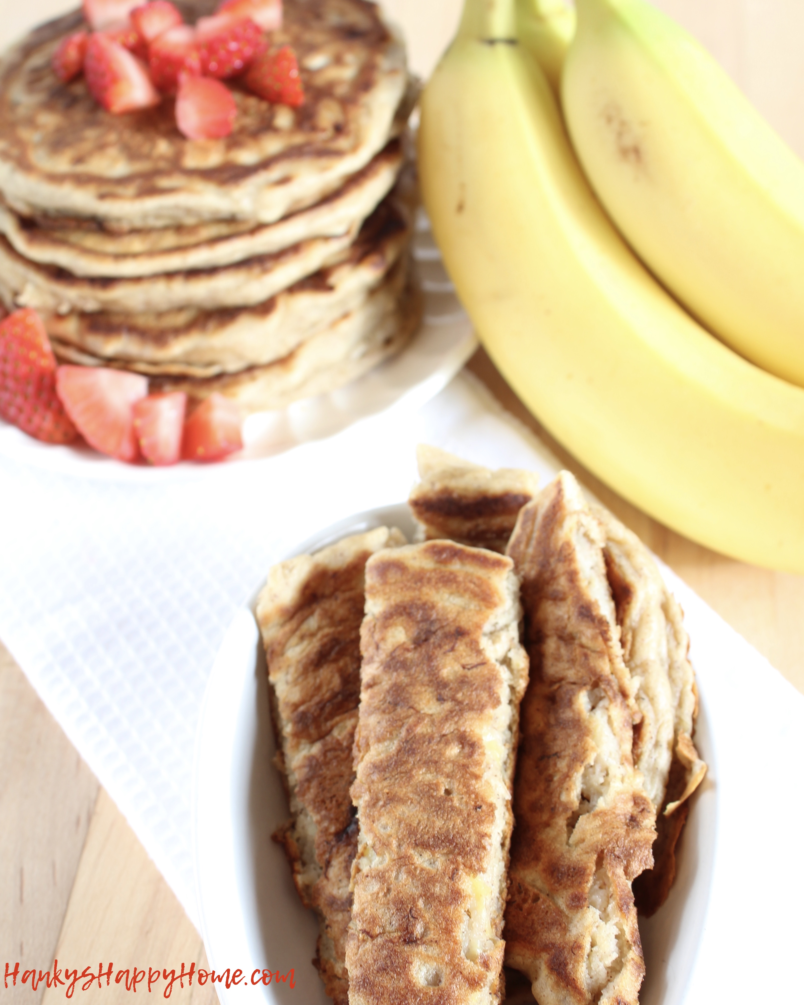 These Banana & Coconut Pancakes combine the sweetness of bananas with the creaminess of coconut milk for a yummy breakfast or sweet treat!